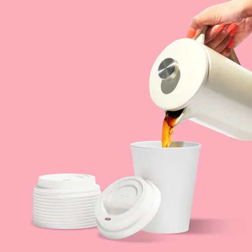 Vista 6 de Perk Tapas calientes de plástico compostable, 50 unidades desechables