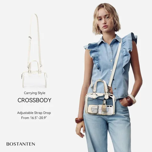 Vista 3 de BOSTANTEN Bolsa transparente aprobada para estadios con asa superior para eventos, conciertos, viajes, uso diario