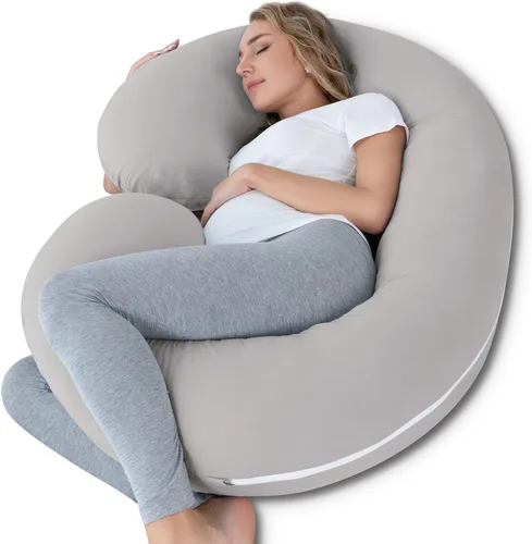 Vista 10 de INSEN - Almohada de embarazo, almohada corporal de maternidad para embarazadas, almohada de embarazo en forma de C con funda de almohada corporal