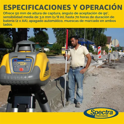 Vista 5 de Spectra Precision Receptor láser HR150U para nivelación interior con láser giratorio de haz rojo o verde. Pantalla LED de doble cara, montaje