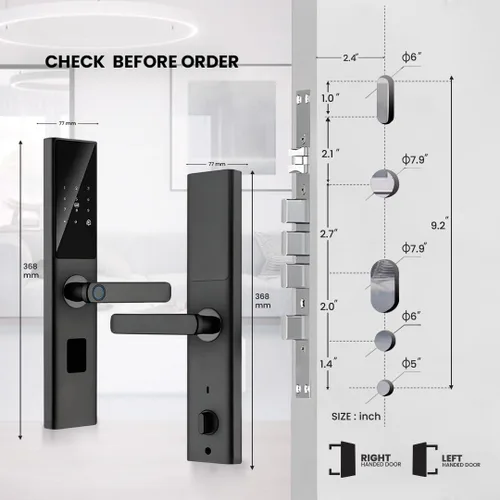 Vista 5 de Cerradura de puerta inteligente con huella digital y teclado, cerrojo electrónico de entrada sin llave, control de aplicación Tuya, código
