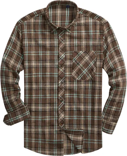Vista 12 de Lion Nardo Camisas de Franela a Cuadros para Hombre de Manga Larga Camisas de Vestir para Hombre Casuales con Botones Abajo Tallas Grandes