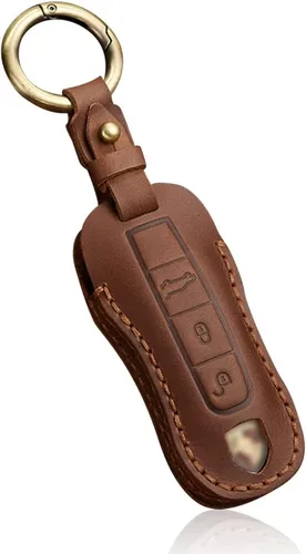 Vista 9 de Funda de cuero para llavero inteligente, funda de protección completa compatible con Porsche 911 Cayenne Macan Panamera Taycan 3 4 botones, 3 3