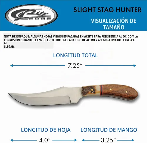 Vista 3 de SZCO - Cuchillo de caza de espiga completa de 7.25 pulgadas, cuchillo de campamento con mango de madera/ciervo, hoja y funda de acero inoxidable