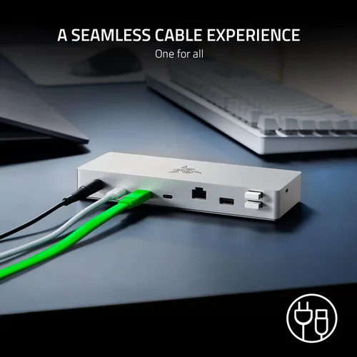 Vista 4 de Razer Base Thunderbolt 4: 10 puertos en 1 - Salida dual 4K o única 8K - Hub USB A y C, 2.5 GbE Thunderbolt 3, Mac y PC Compatible - Certificado