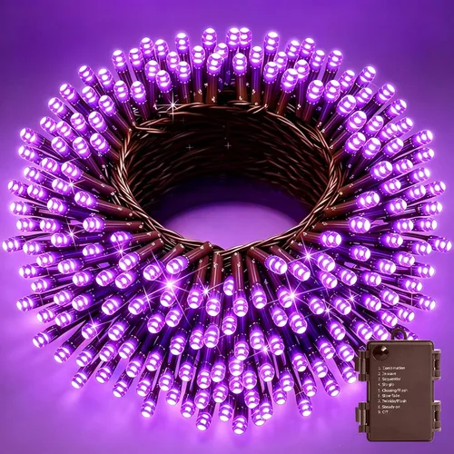 Vista 29 de LAMPHOME Luces de Navidad de color blanco cálido, 34.1 pies, 100 luces LED impermeables para árbol de Navidad con 8 modos, decoraciones de Navidad