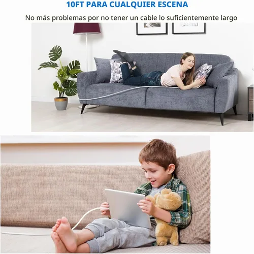 Vista 7 de Cargador de iPhone de 25 W, paquete de 2 adaptadores de carga rápida USB C de 25 W PD de pared con 2 cables tipo C a Lightning de 10 pies de largo