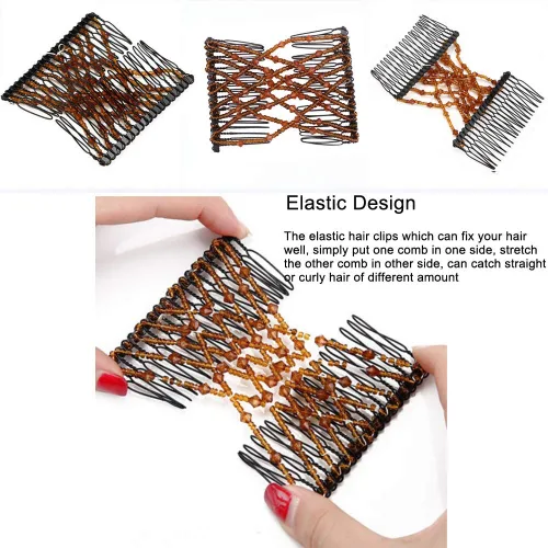 Vista 3 de 3 piezas de accesorios para el cabello con cuentas elásticas vintage mágicas para mujeres, señoras, niñas, pinzas elásticas para el cabello
