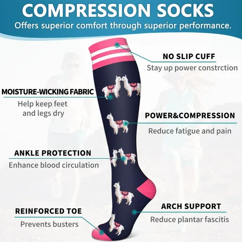 Vista 130 de Bluemaple 6 Pack Copper Compression Socks for Women and Men Circulation-Best Support for Medical, Running,Nursing,Athletic