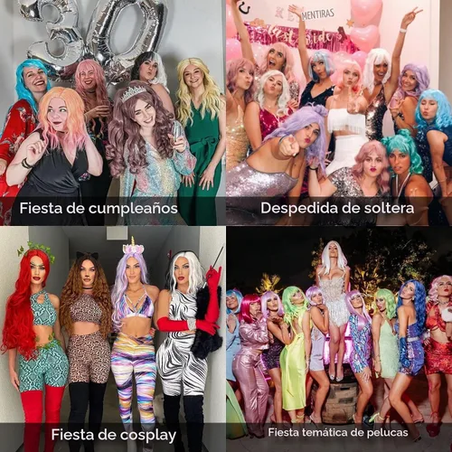 Vista 5 de Pelucas castañas para mujer, peluca larga y recta con flequillo, color marrón rojizo, cosplay, resistente al calor, peluca sintética de cobre rojo