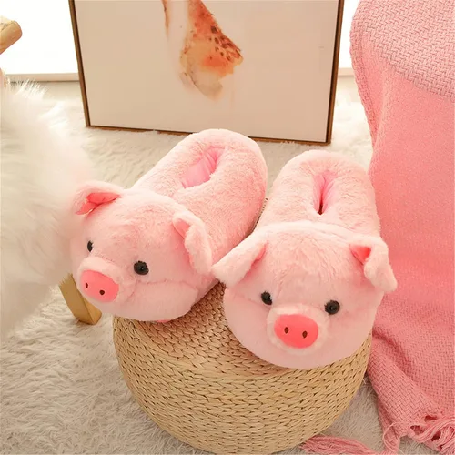 Vista 2 de Pig Animal Warm Winter Home Zapatillas de tiburón hámster para mujer
