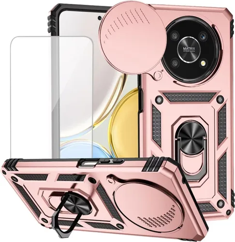 Vista 10 de Funda para Honor X9 4G/Honor Magic4 Lite Any-LX1 con protector de pantalla de vidrio templado y cubierta para cámara deslizante, anillo magnético