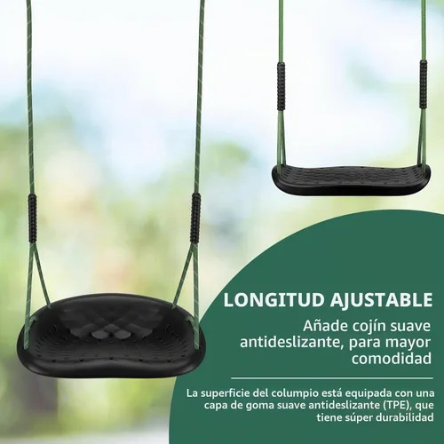 Vista 5 de Asiento de columpio resistente, columpio para niños pequeños y asiento de columpio plano antideslizante con cuerdas ajustables, accesorios