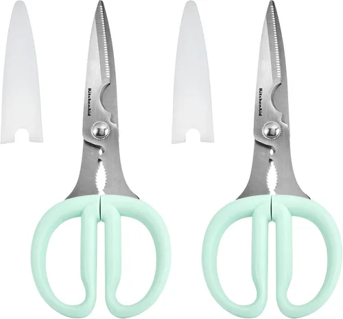 Vista 14 de Tijeras de cocina multiusos KitchenAid con funda protectora, tijeras de acero inoxidable duraderas, aptas para lavavajillas, mango de agarre suave