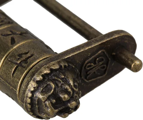 Vista 5 de Candado estilo vintage antiguo de metal para maleta con contraseña de caracteres chinos