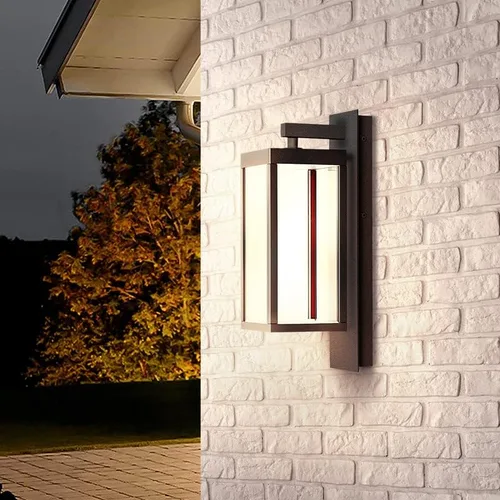 Vista 3 de Aplique de pared con sensor de atardecer a amanecer, lámpara de pared exterior integrada LED, luces de montaje en pared antioxidantes, impermeable