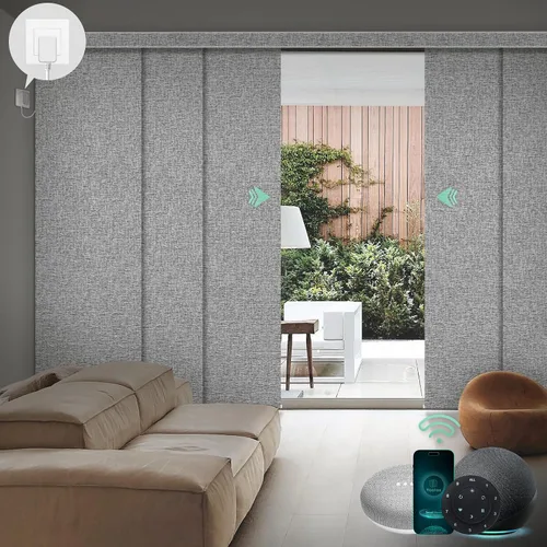 Vista 12 de Yoolax - Persianas deslizantes inteligentes personalizadas XL, persianas verticales de tela opacas para puertas de vidrio. Separador de habitación