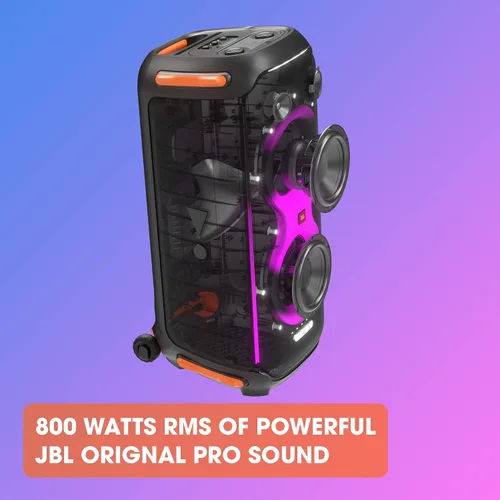 Vista 10 de JBL PartyBox 710 - Altavoz de fiesta con sonido potente, luces integradas y graves extra profundos, IPX4 a prueba de salpicaduras, conectividad