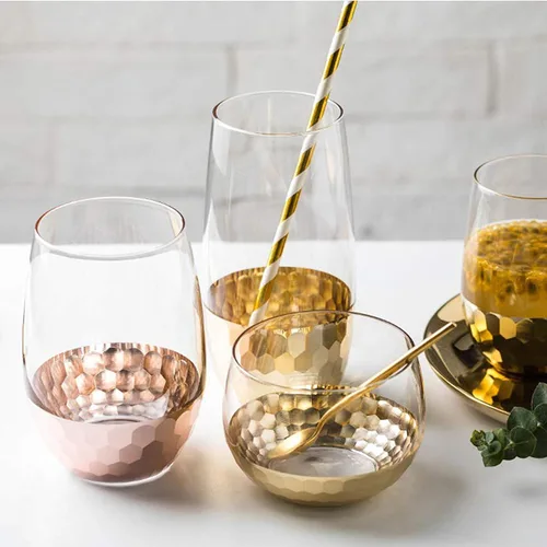 Vista 2 de DuraHome - Paquete de 200 pajitas de papel biodegradables con diseño de rayas doradas y rosas de 8.25 pulgadas para uso diario, fiesta de Dorado