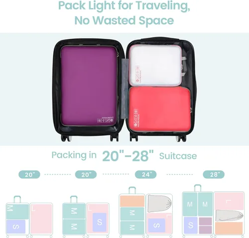 Vista 4 de Cambond Compression Packing Cubes for Travel - Expandable Mesh Luggage Organizers Compression Packing Cubes for Carry on Suitcases Travel Essentials