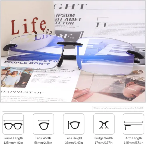 Vista 3 de Lentes de lectura progresivos multienfoque sin línea o lector de aumento de lente completa, bloqueo de luz azul para hombres y mujeres