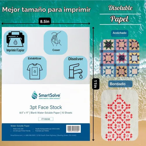 Vista 3 de Papel Soluble en Agua de 3 pts. Se Disuelve Rápidamente en Agua Biodegradable Ecológico Compatible con Impresoras Para Manualidades