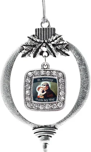 Vista 180 de Inspired Silver - Bon Voyage Cruise Ship Charm Ornamento – Adornos navideños cuadrados de plata con joyas de circonita cúbica