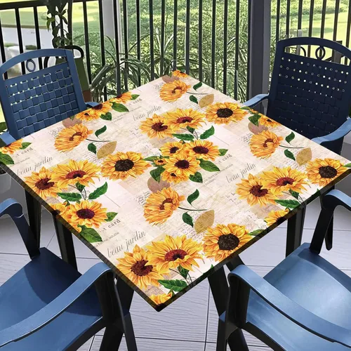 Vista 109 de Mantel redondo ajustable con mantel elástico para exteriores, manteles elásticos redondos para mesas, manteles impermeables y lavables