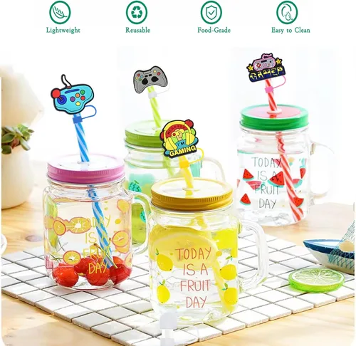 Vista 5 de 19 tapas de pajitas con diseño de juego para vaso Stanley de 40 oz/30 oz, tapa de pajita reutilizable de 10 mm, accesorios bonitos para la parte