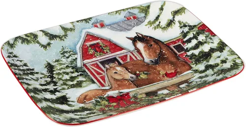 Vista 2 de Certified International Homestead - Bandeja rectangular navideña de 14 x 10 pulgadas, multicolor, grande