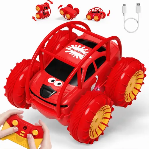 Vista 7 de Coche de control remoto, carga directa rápida, auto a control remoto, anfibio, recargable, auto de acrobacias giratorio de 360°, LED de 2.4 GHz