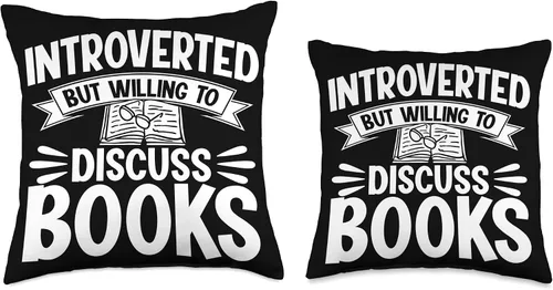 Vista 3 de Introverted But Willing To Discuss Books Quiet Introvert Throw Pillow