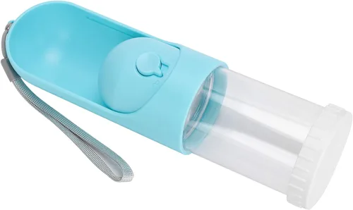 Vista 6 de Botella de bebida plegable para mascotas, dispensador de agua portátil para perros y gatos, taza de viaje telescópica con botón de bloqueo de agua