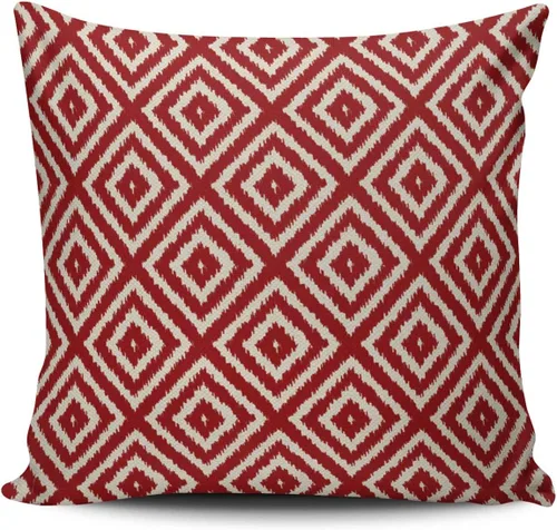 Vista 8 de Fundas de almohada decorativas Ikat con patrón de diamante en rojo y crema, cojín personalizable rectangular, tamaño 12 x 16 pulgadas, funda
