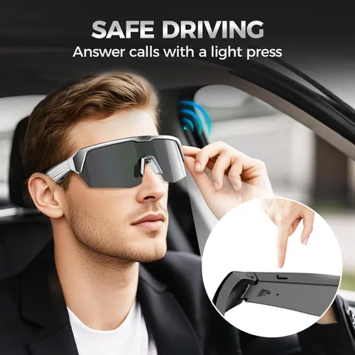 Vista 2 de Sports Bluetooth Glasses,Cycling Bluetooth Sunglasses Premium Smart Glasses with UV Protection, Open-Ear Speakers