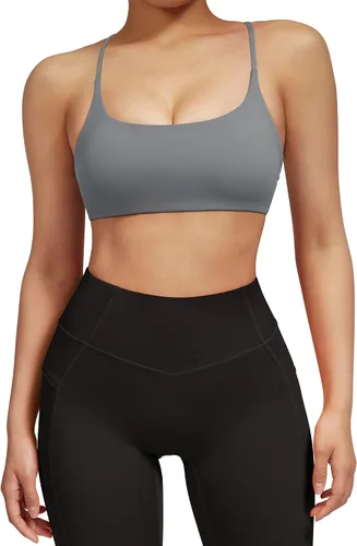 Vista 6 de DOULAFASS Sujetadores deportivos para mujer, con tirantes, sexy, lindo, espalda cruzada, soporte ligero, para entrenamiento, yoga, con copas
