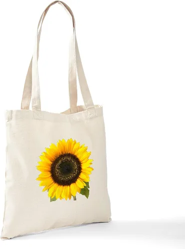 Vista 6 de CafePress Bolsa de asas de girasol Bolsa de asas de lona natural, bolsa de compras reutilizable, Caqui, S