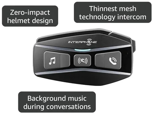 Vista 3 de Interphone Cellularline, Intercomunicador para motocicleta con Bluetooth y comunicación de malla, modelo U-Com 16, hasta 4 motores, distancia 1.0