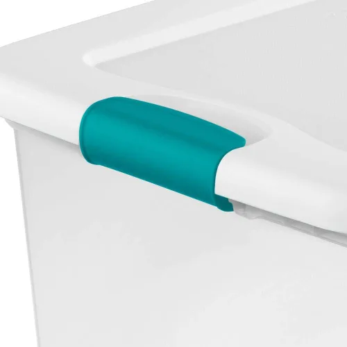 Vista 5 de Sterilite Caja de almacenamiento con pestillo con ruedas, contenedor apilable con tapa de pestillo, contenedor de plástico para organizar zapatos