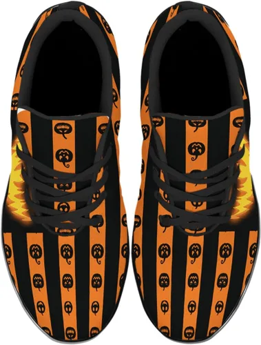 Vista 2 de Zapatos de calabaza de Halloween para hombres y mujeres, tenis deportivos transpirables y casuales
