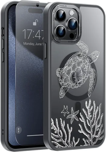 Vista 29 de Goodon para iPhone 15 Pro Max con protector de pantalla de privacidad, compatible con Magsafe, funda translúcida mate a prueba de golpes - Linda