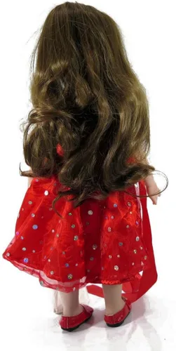 Vista 3 de Ropa y accesorios para muñecas de 18 pulgadas, hermoso vestido rojo con lunares para muñecas de 18 pulgadas