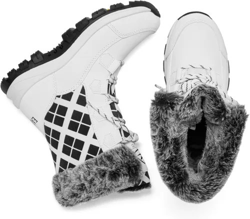 Vista 5 de EARLDE Womens Snow Boot With Waterproof Lace Up Mid-Calf Outdoor Winter Deep Tread Rubber Sole