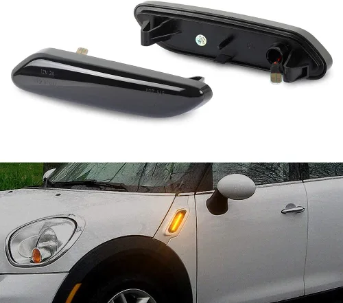 Vista 8 de Gempro Luces LED para guardabarros laterales delanteros, montaje de lente ahumada, lámpara de señal de giro de repuesto para Mini Cooper R60 R61