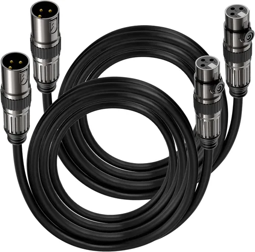Vista 9 de Caiord Cables de micrófono XLR, 1 paquete de 3 pies de cobre sin oxígeno de 3 pines macho a hembra cable de micrófono para altavoz, sistema PA