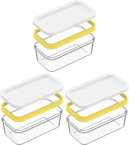 Vista 11 de UNIVIVO Cortador de Mantequilla de Plástico, Envase de Mantequilla con Tapa para Nevera, Corte Fácil de Dos Barras de Mantequilla de 4oz