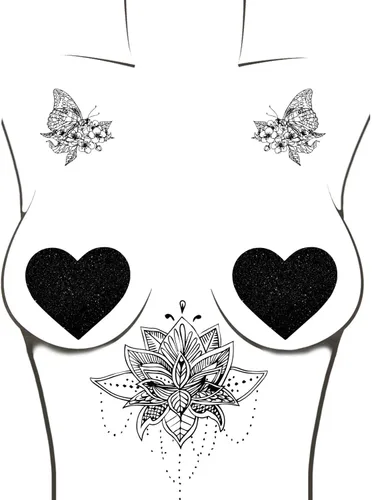 Vista 3 de Neva Nude I Heart U Nipztix Pasties - Fundas para pezones para festivales, raves, fiestas, impermeables y resistentes al sudor, fabricadas