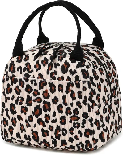 Vista 23 de Bluboon Bolsa de almuerzo para mujer, bonita bolsa de almuerzo de pana con correa para el hombro, reutilizable, aislada, gran capacidad