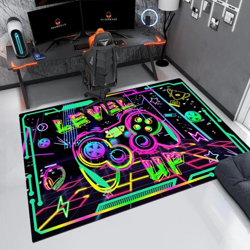 Vista 2 de Alfombras de área de juegos para niños, alfombras geniales para jugadores, adolescentes, alfombras grandes de videojuegos para dormitorio, consola