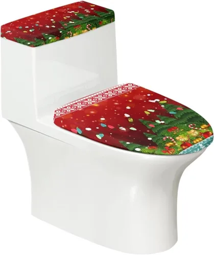 Vista 38 de Flashideas Juego de cubierta para tanque y tapa de inodoro con estampados de patas de perro coloridas - Elástico, se adapta a la mayoría de tanques